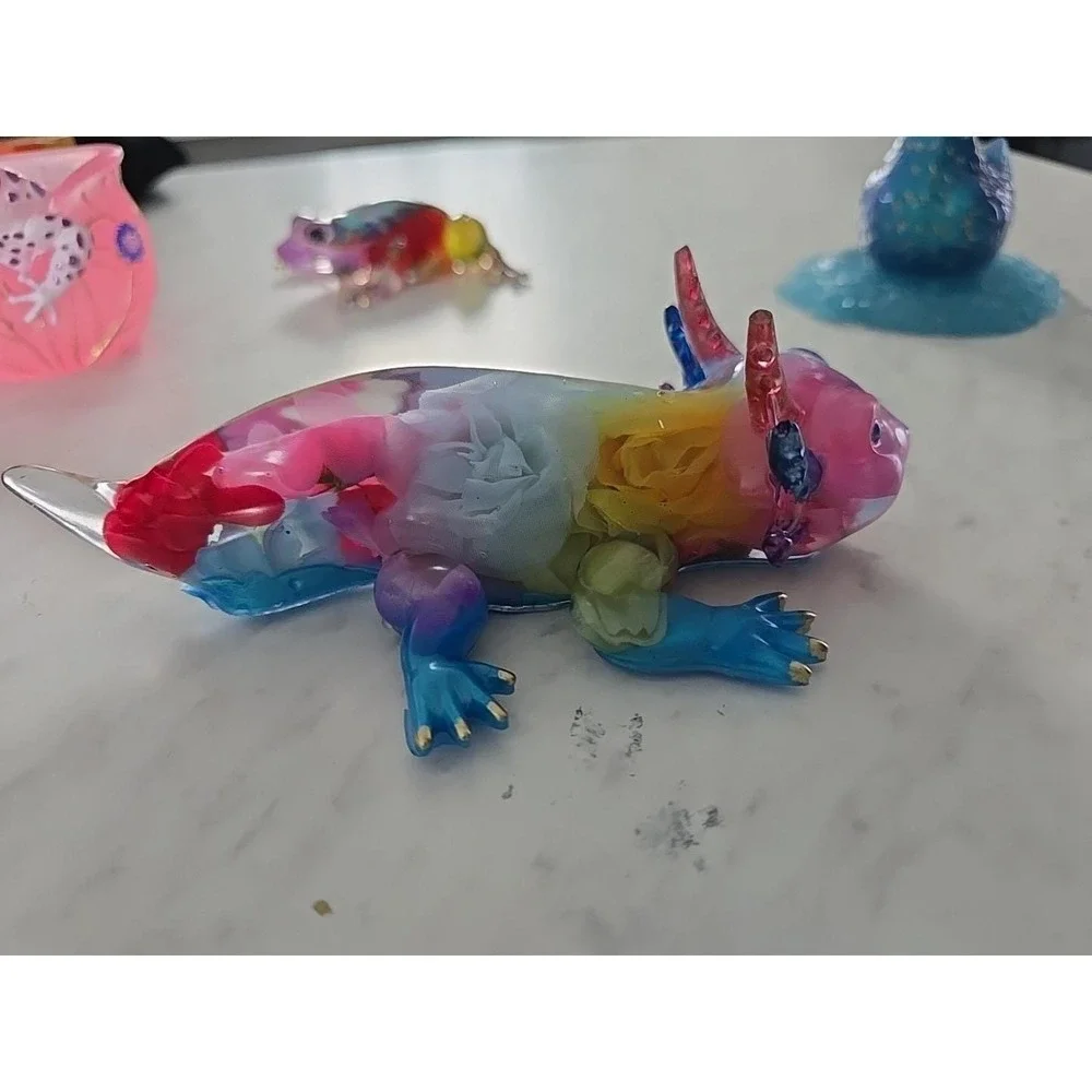 Handmade Resin Axolotl Multi Colored Decoration Gift‎ Paper Weight. 722